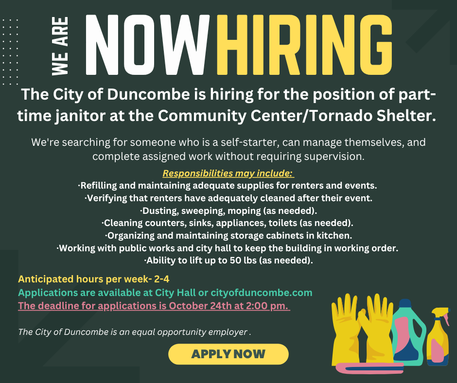 Now Hiring Janitor